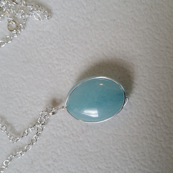 Sterling Silver Aquamarine Necklace 18" - Picture 5 of 7